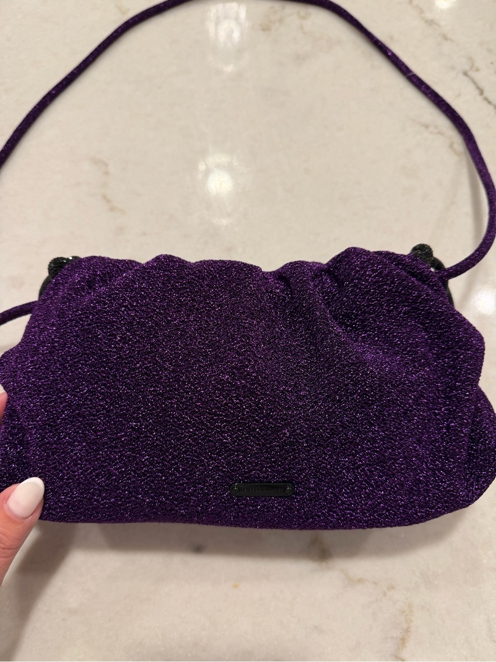 Rebecca minkoff Purple Glitter Drawstring Shoulder Bag!! New! - Picture 4 of 7